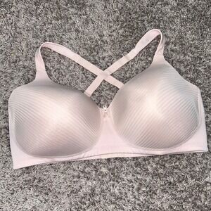 Vanity‎ Fair 40DD Smoothing Wireless Bra Criss Cross Back Light Pink